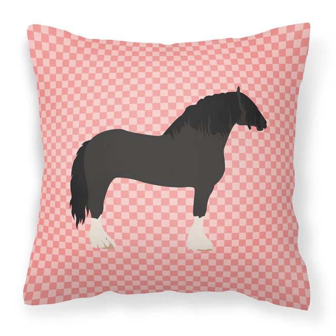 Pomeranian Rogener Goose Pink Check Fabric Decorative Pillow - 18 x 18 in.