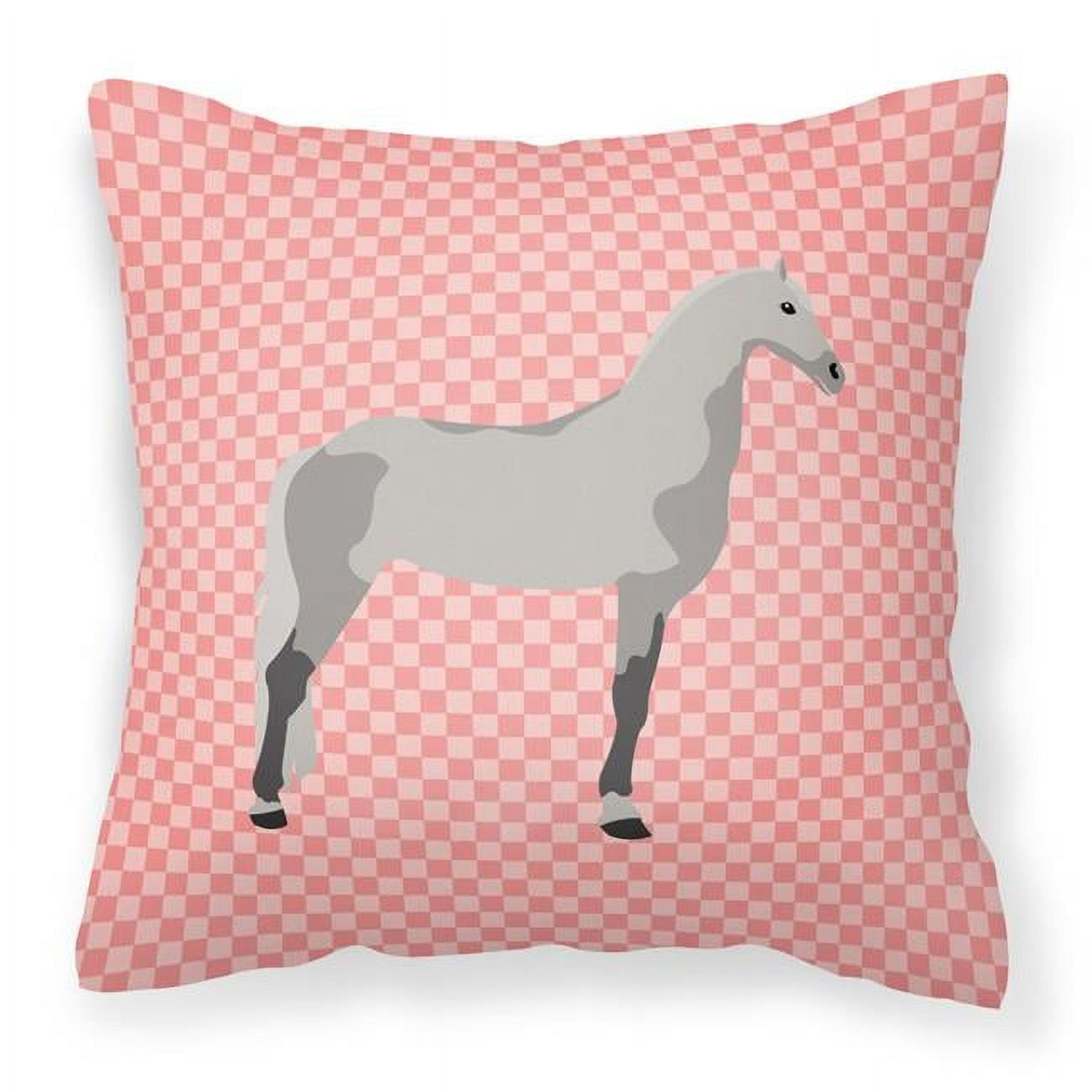 Orlov Trotter Horse Pink Check Fabric Decorative Pillow - 18 x 18 in.