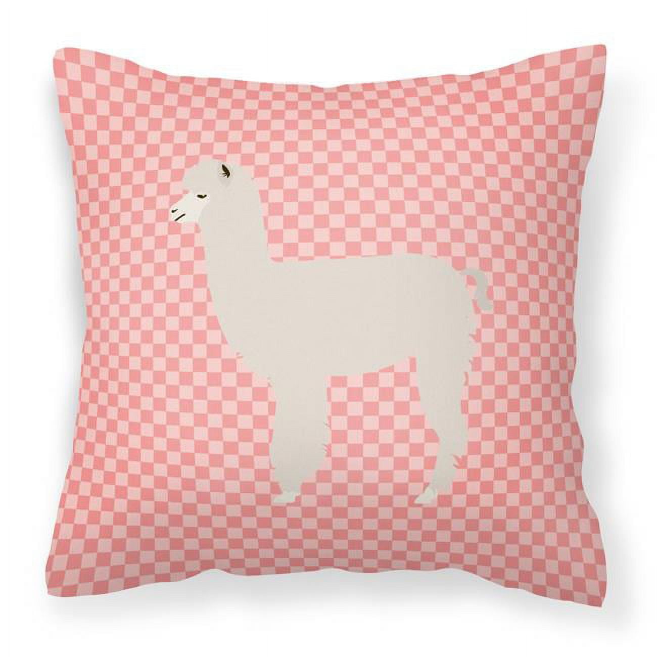 Alpaca Pink Check Fabric Decorative Pillow - 18 x 18 in.