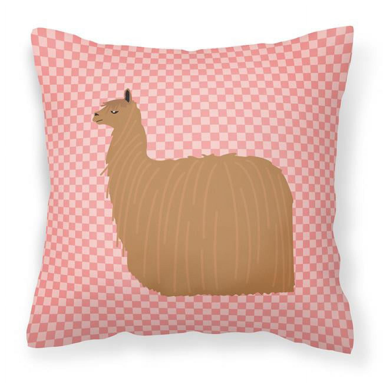 Alpaca Suri Pink Check Fabric Decorative Pillow - 18 x 18 in.