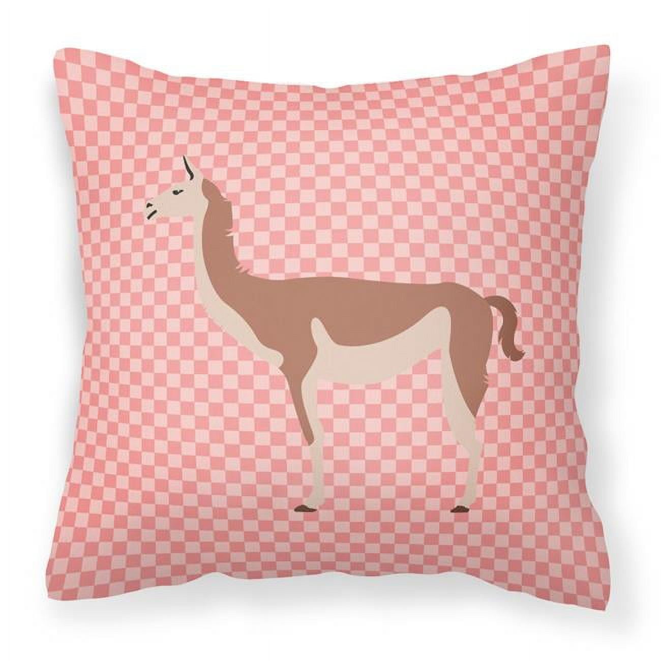 Guanaco Pink Check Fabric Decorative Pillow - 18 x 18 in.