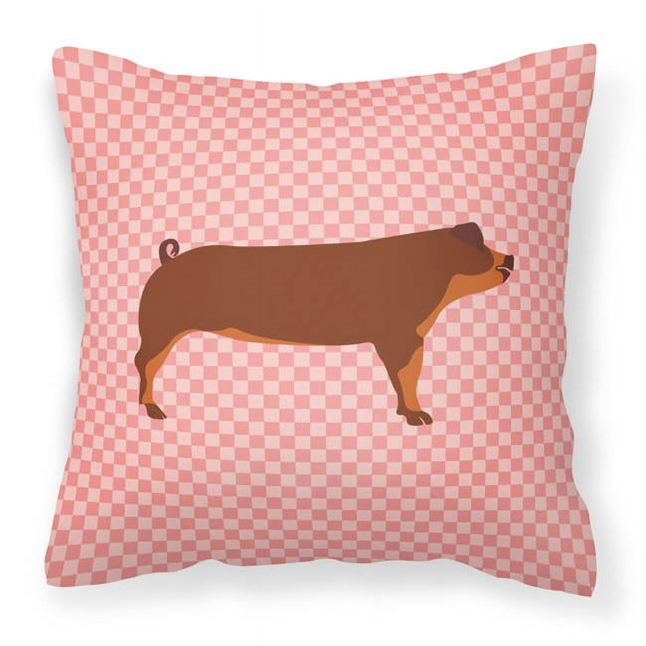 Duroc Pig Pink Check Fabric Decorative Pillow - 18 x 18 in.