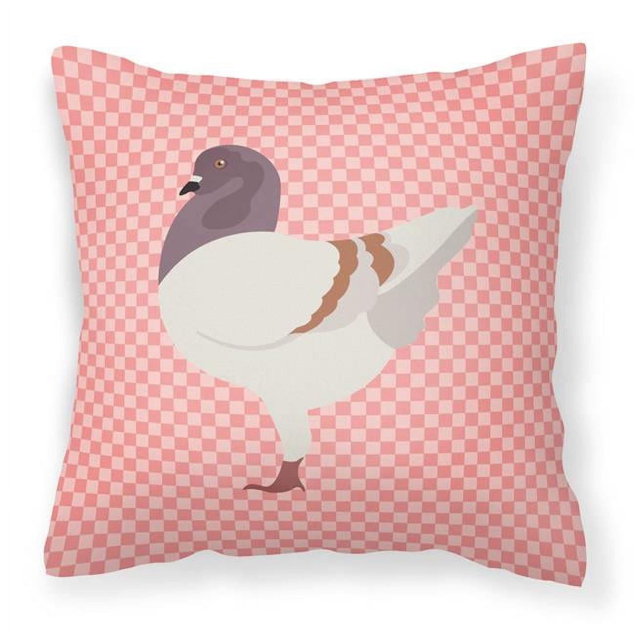 German Modena Pigeon Pink Check Fabric Decorative Pillow - 18 x 18 in.