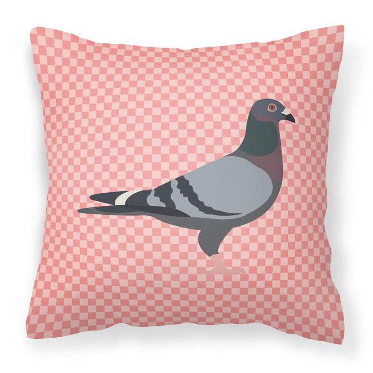 Racing Pigeon Pink Check Fabric Decorative Pillow - 18 x 18 in.