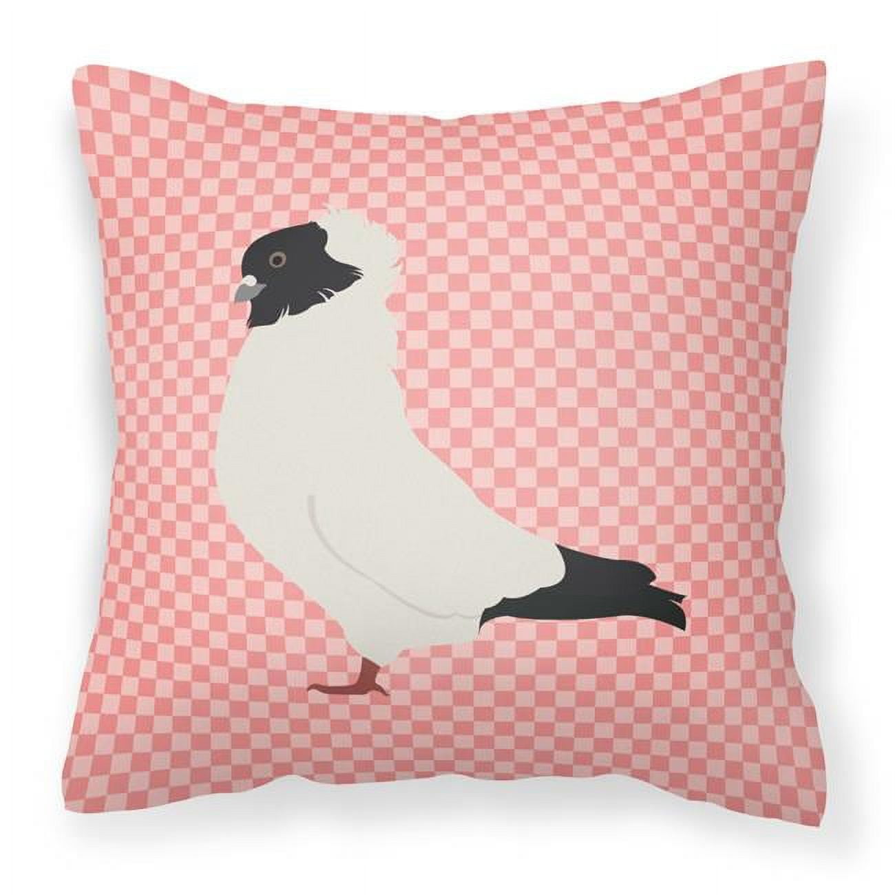 Nun Pigeon Pink Check Fabric Decorative Pillow - 18 x 18 in.