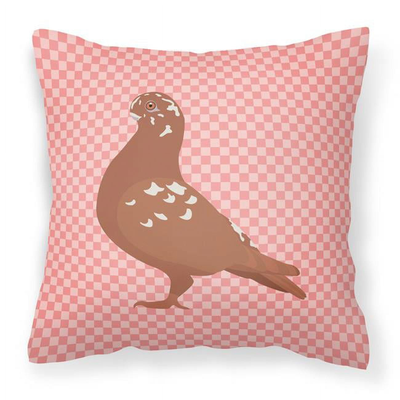 African Owl Pigeon Pink Check Fabric Decorative Pillow - 18 x 18 in.