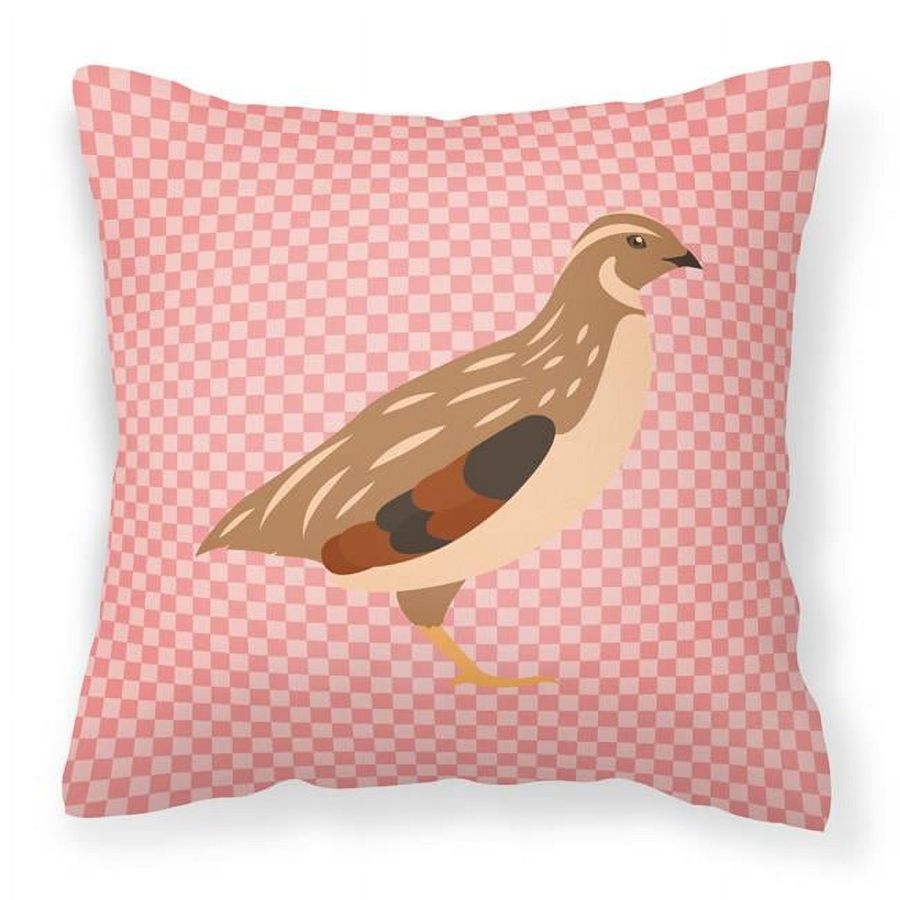 Golden Phoenix Quail Pink Check Fabric Decorative Pillow - 18 x 18 in.