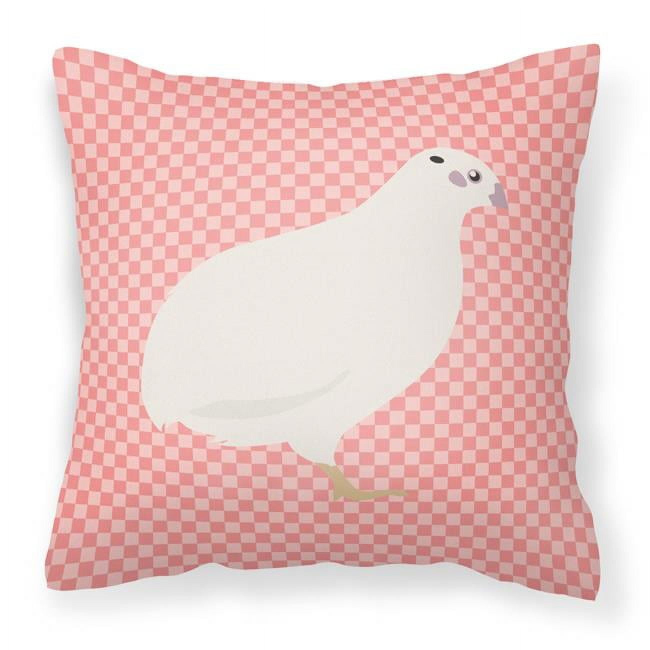 Texas Quail Pink Check Fabric Decorative Pillow - 18 x 18 in.