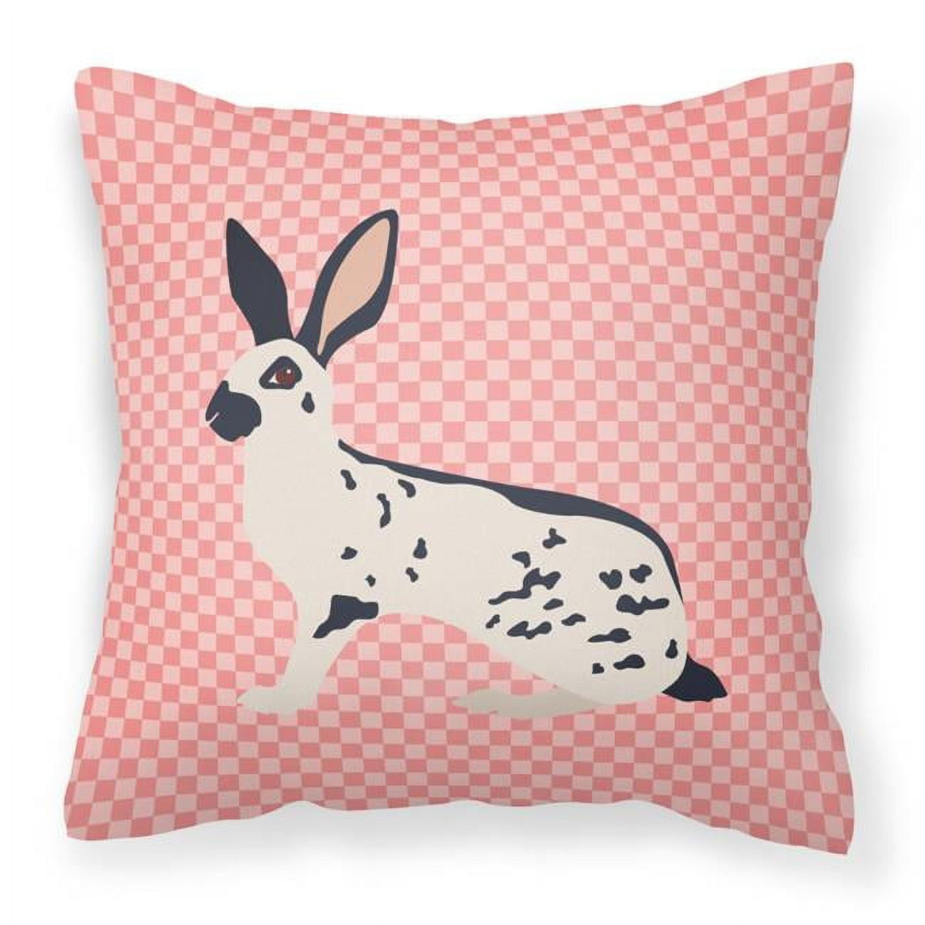 English Spot Rabbit Pink Check Fabric Decorative Pillow - 18 x 18 in.