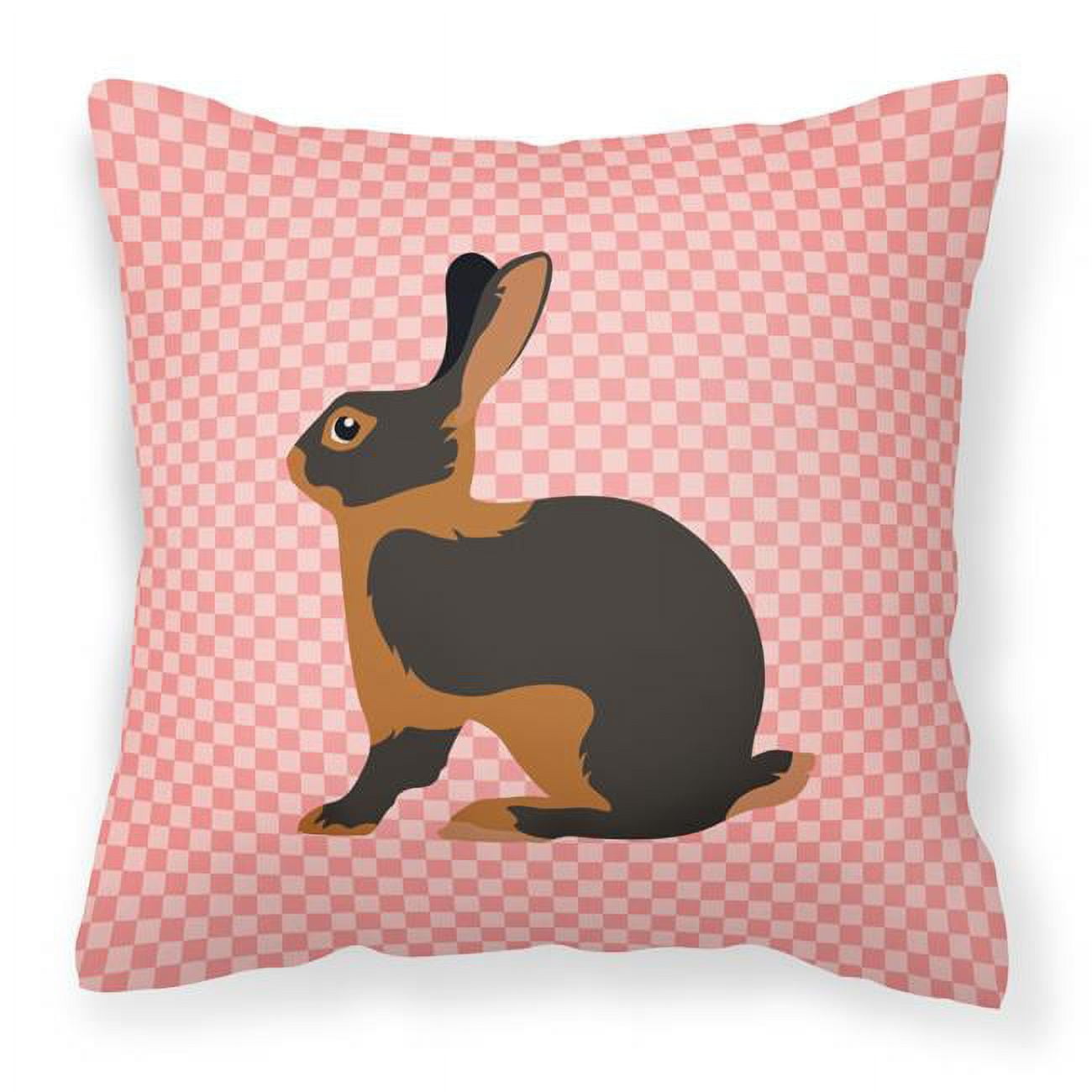 Tan Rabbit Pink Check Fabric Decorative Pillow - 18 x 18 in.