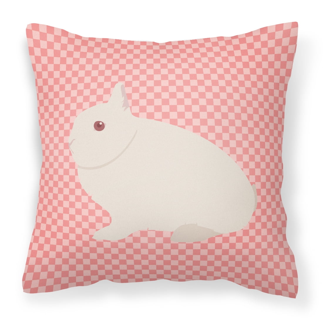 Hermelin Rabbit Pink Check Fabric Decorative Pillow - 18 x 18 in.
