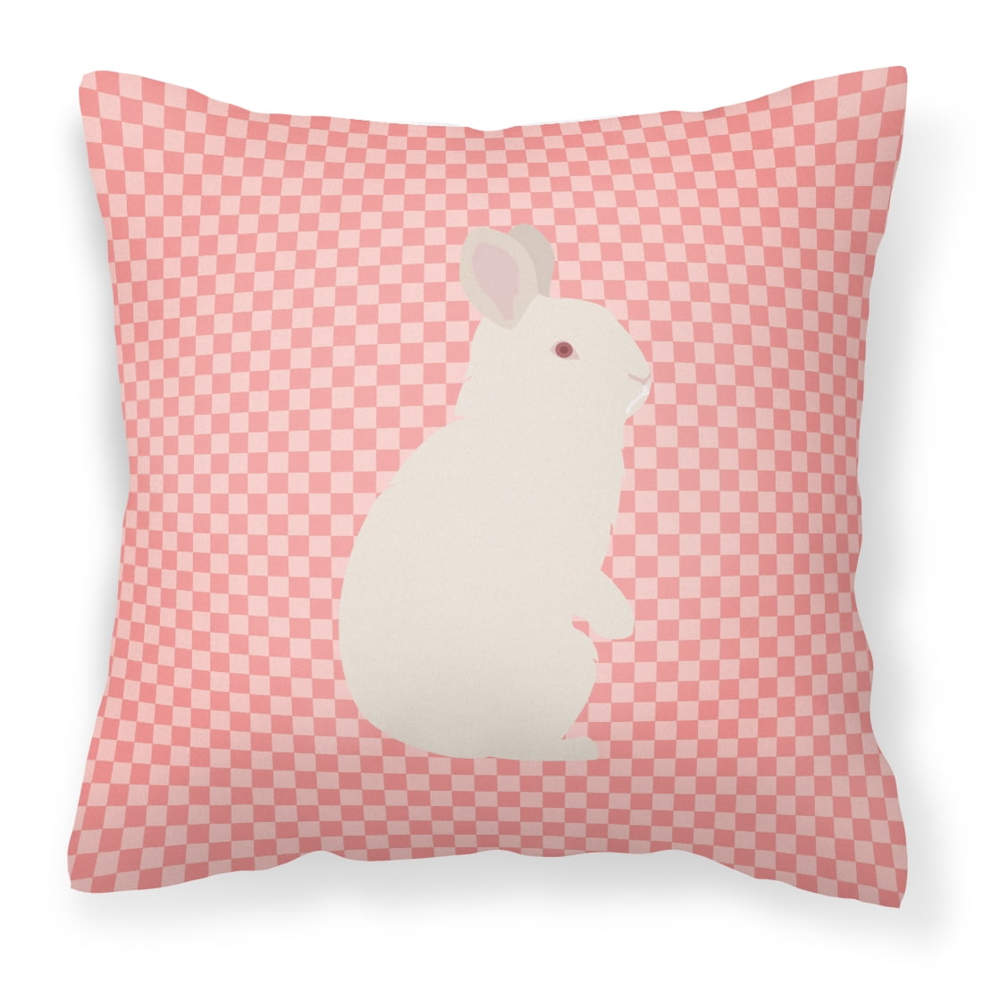 New Zealand White Rabbit Pink Check Fabric Decorative Pillow - 18 x 18 in.