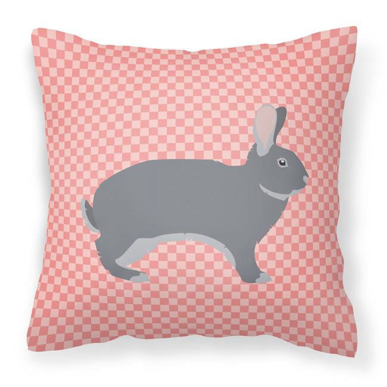 Giant Chinchilla Rabbit Pink Check Fabric Decorative Pillow - Pink - 18 x 18 in.