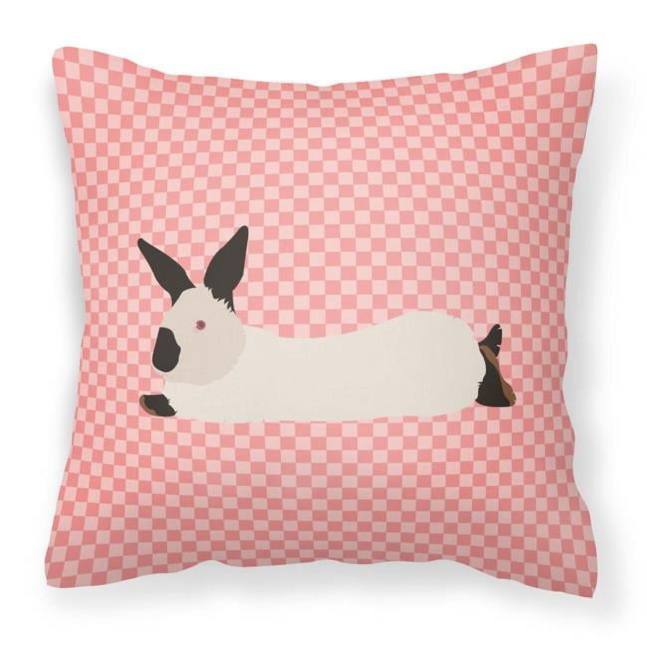 California White Rabbit Pink Check Fabric Decorative Pillow - 18 x 18 in.