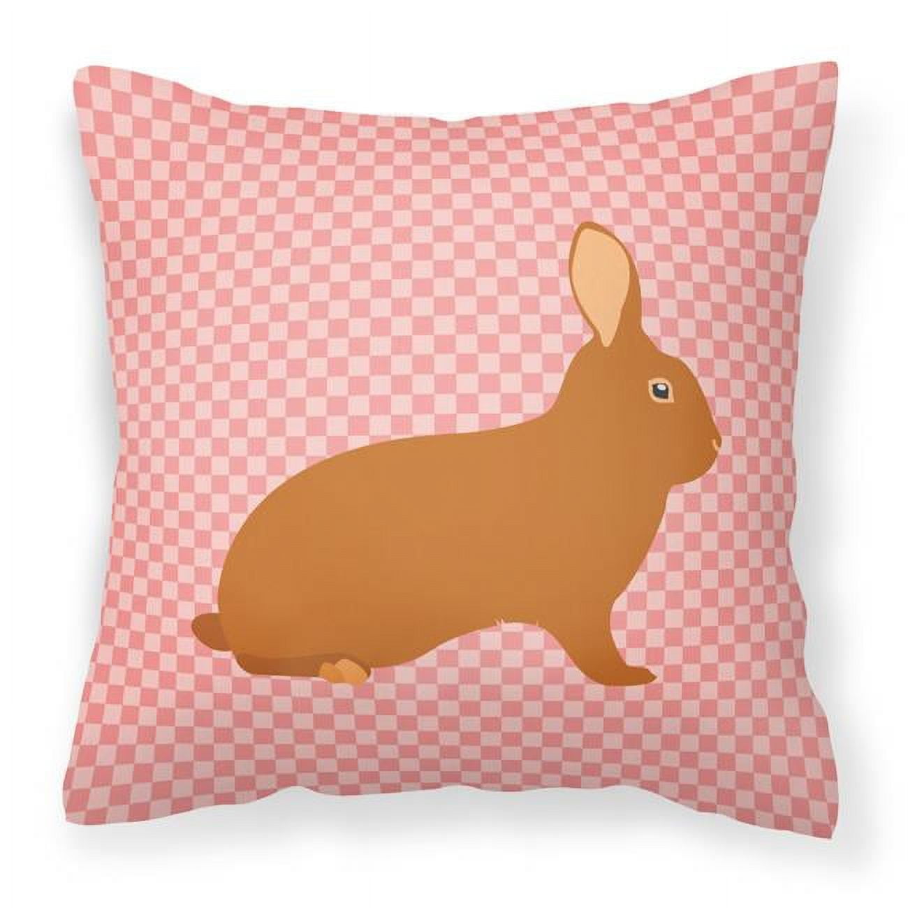 Rex Rabbit Pink Check Fabric Decorative Pillow - 18 x 18 in.
