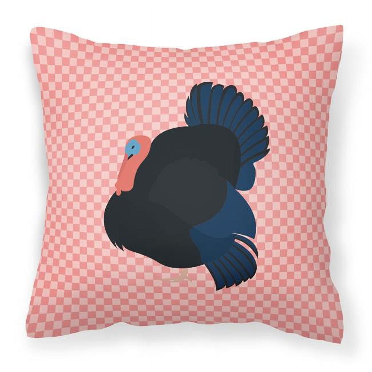 Norfolk Black Turkey Pink Check Fabric Decorative Pillow - 18 x 18 in.