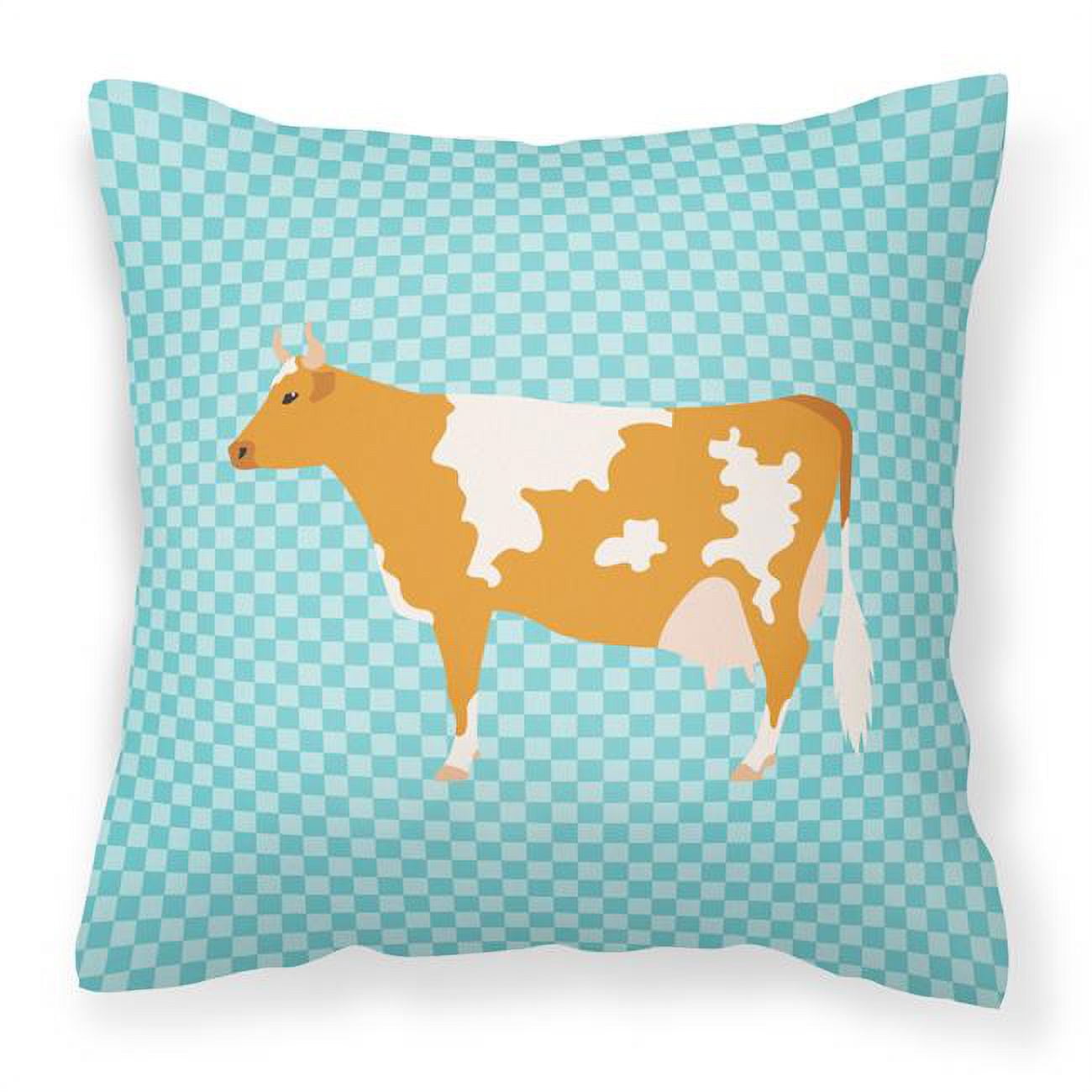 Guernsey Cow Blue Check Fabric Decorative Pillow - 18 x 18 in.