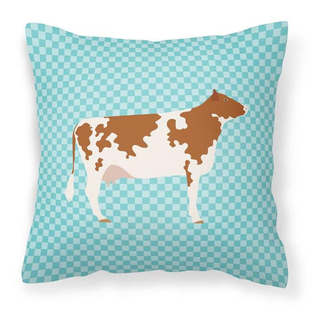 Ayrshire Cow Blue Check Fabric Decorative Pillow - 18 x 18 in.