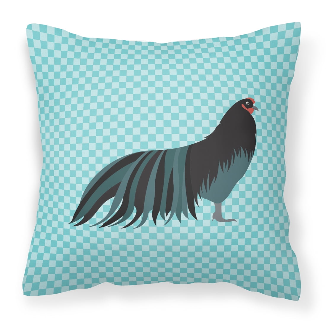 Sumatra Chicken Blue Check Fabric Decorative Pillow - 18 x 18 in.
