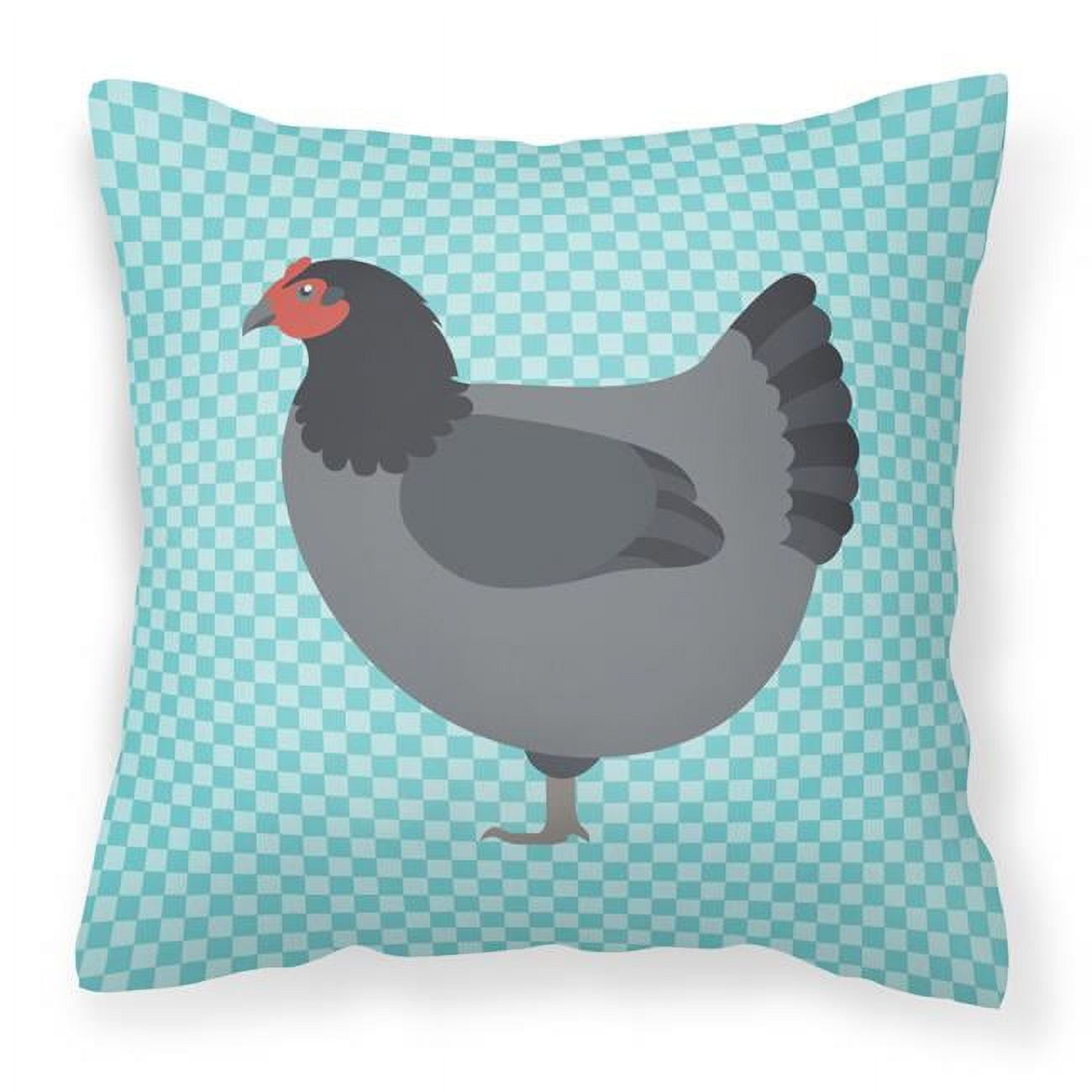 Picture of Carolines Treasures BB8009PW1818 Jersey Giant Chicken Blue Check Fabric Decorative Pillow, 18 x 18 in.