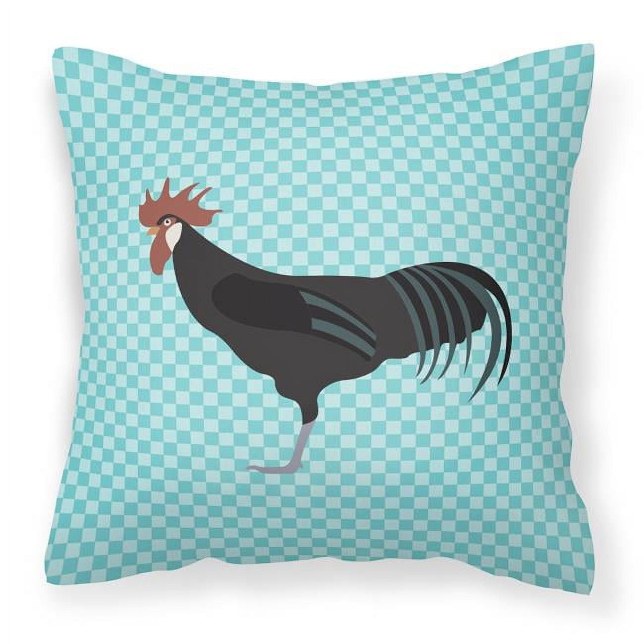 Minorca Ctalalan Chicken Blue Check Fabric Decorative Pillow, 18 x 18 in.
