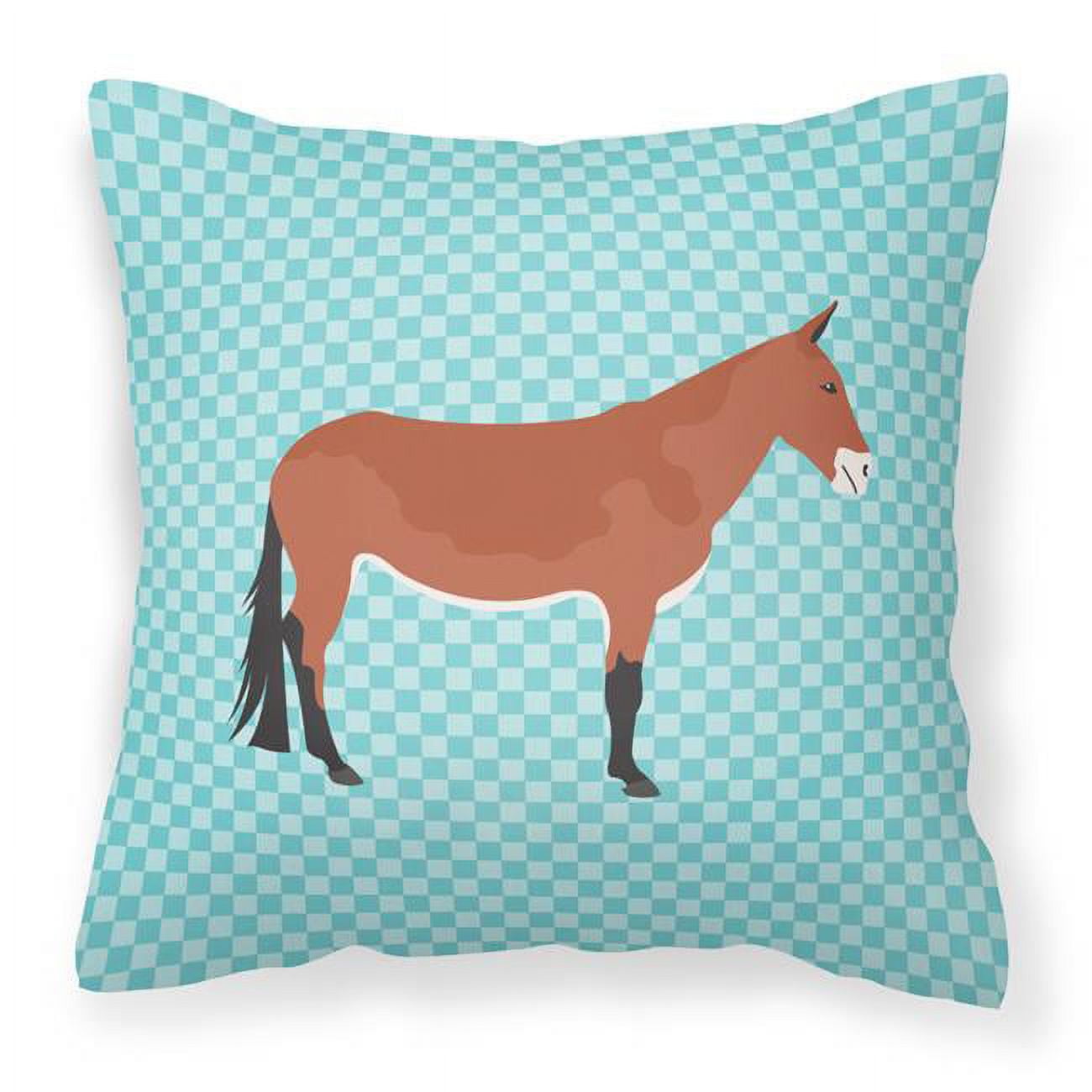 Mule Blue Check Fabric Decorative Pillow - 18 x 18 in.
