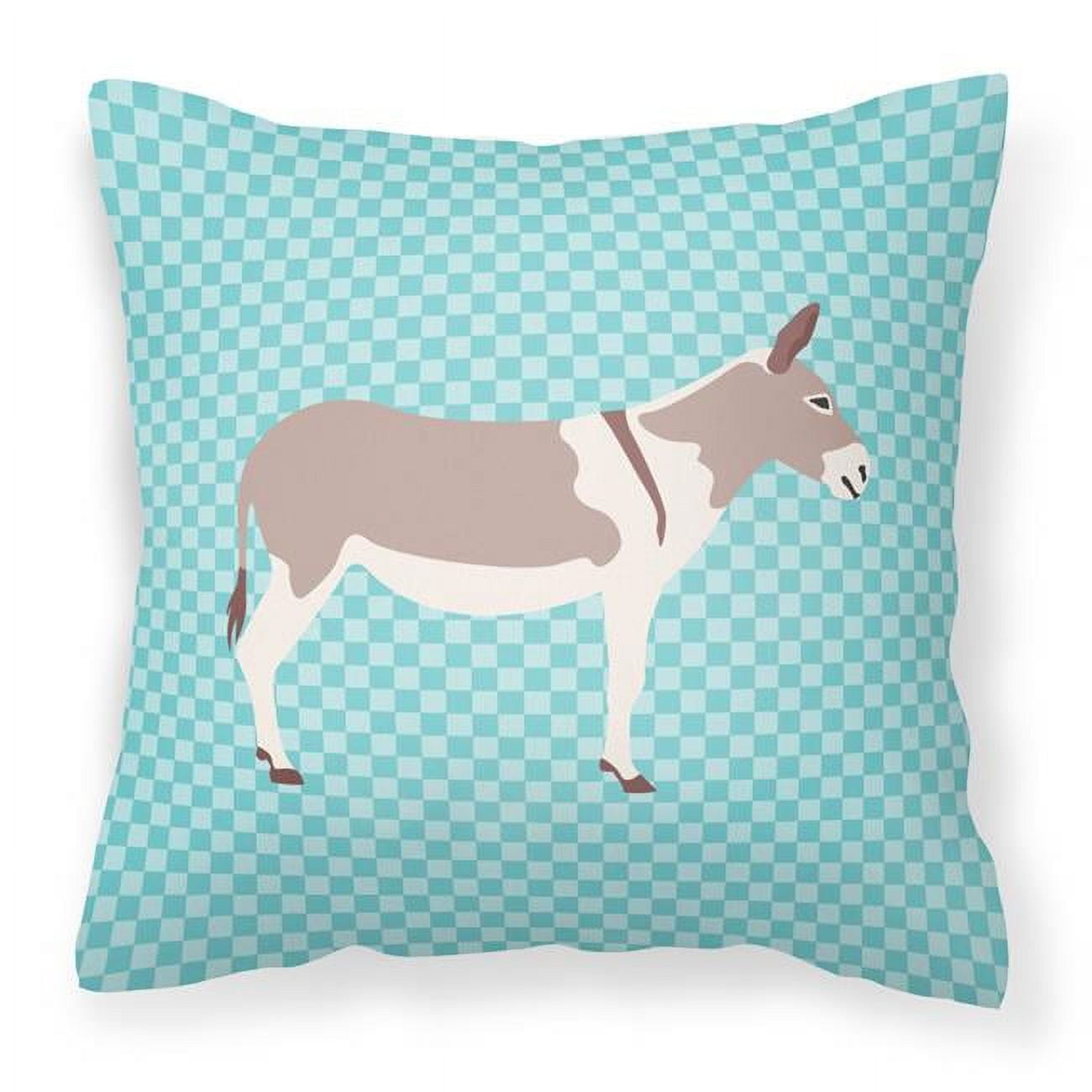 Australian Teamster Donkey Blue Check Fabric Decorative Pillow - 18 x 18 in.