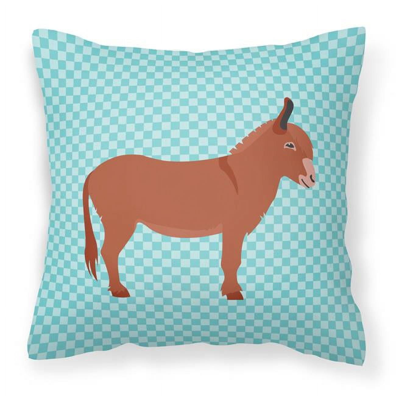 Irish Donkey Blue Check Fabric Decorative Pillow - 18 x 18 in.