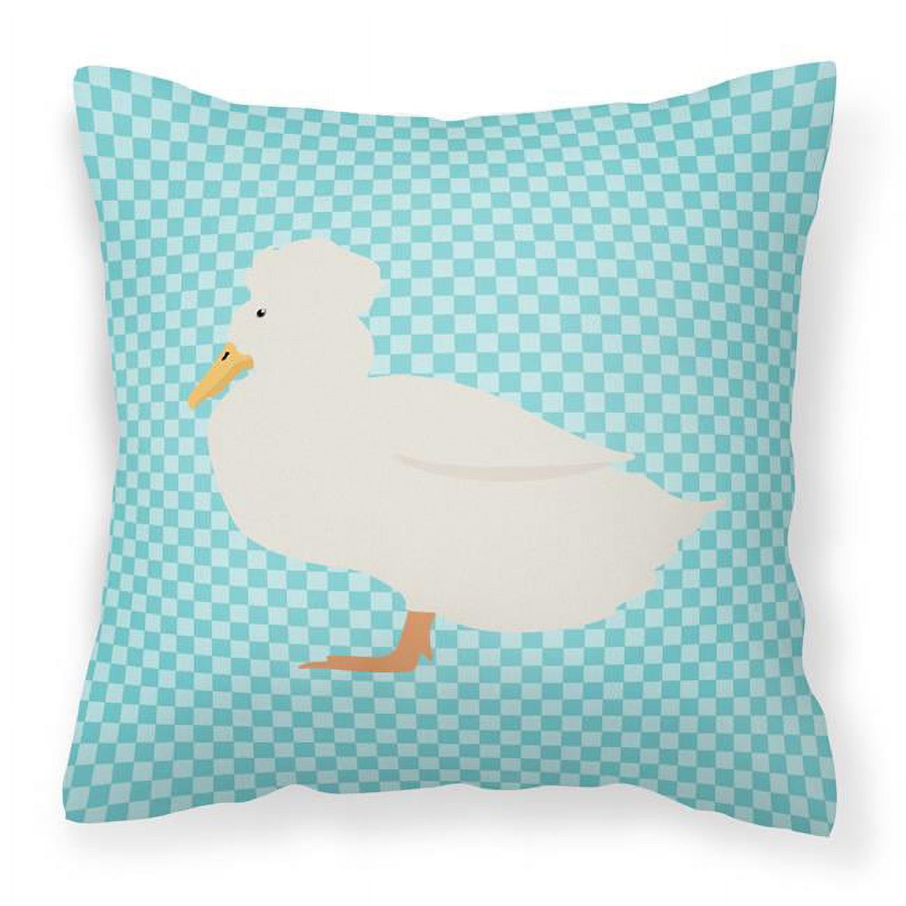 Crested Duck Blue Check Fabric Decorative Pillow - 18 x 18 in.