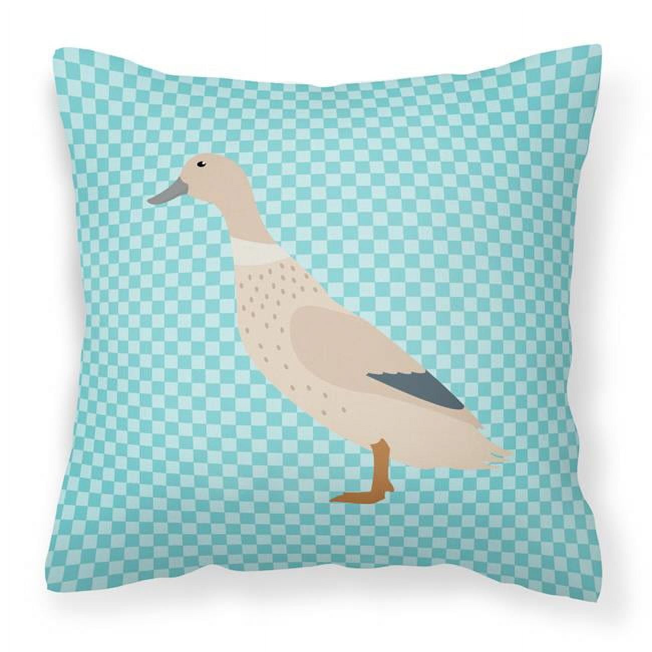 West Harlequin Duck Blue Check Fabric Decorative Pillow, 18 x 18 in.