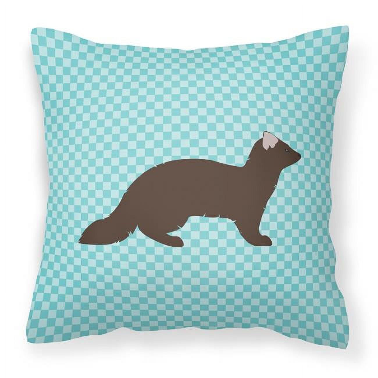 Sable Marten Blue Check Fabric Decorative Pillow - 18 x 18 in.