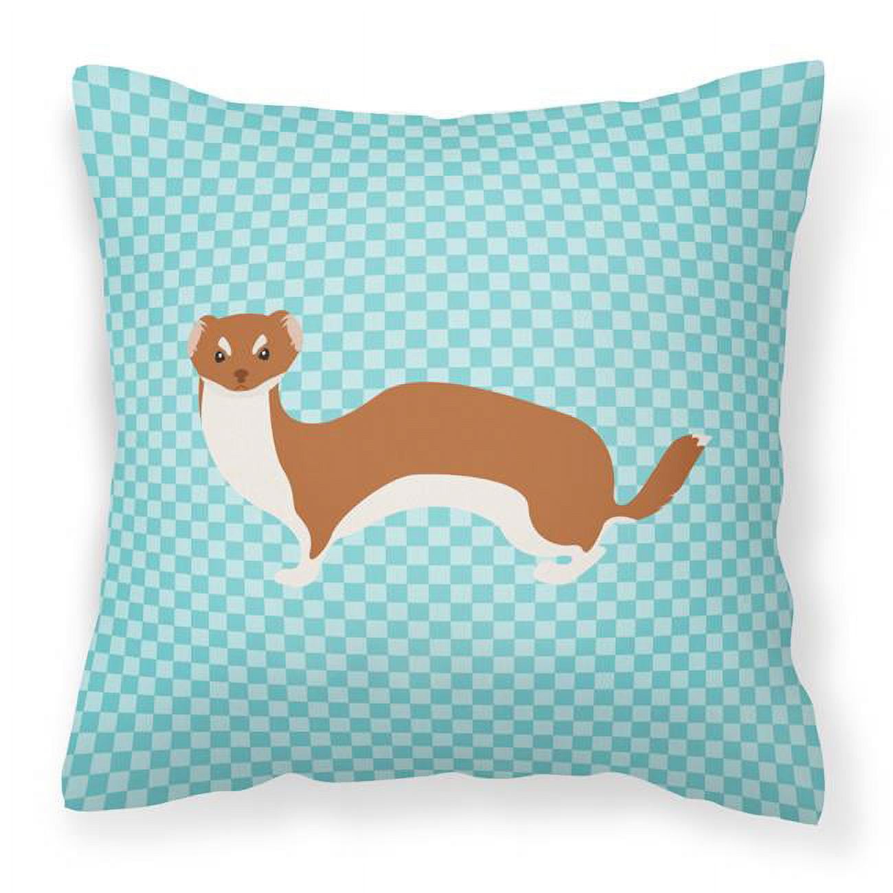 Weasel Blue Check Fabric Decorative Pillow - 18 x 18 in.