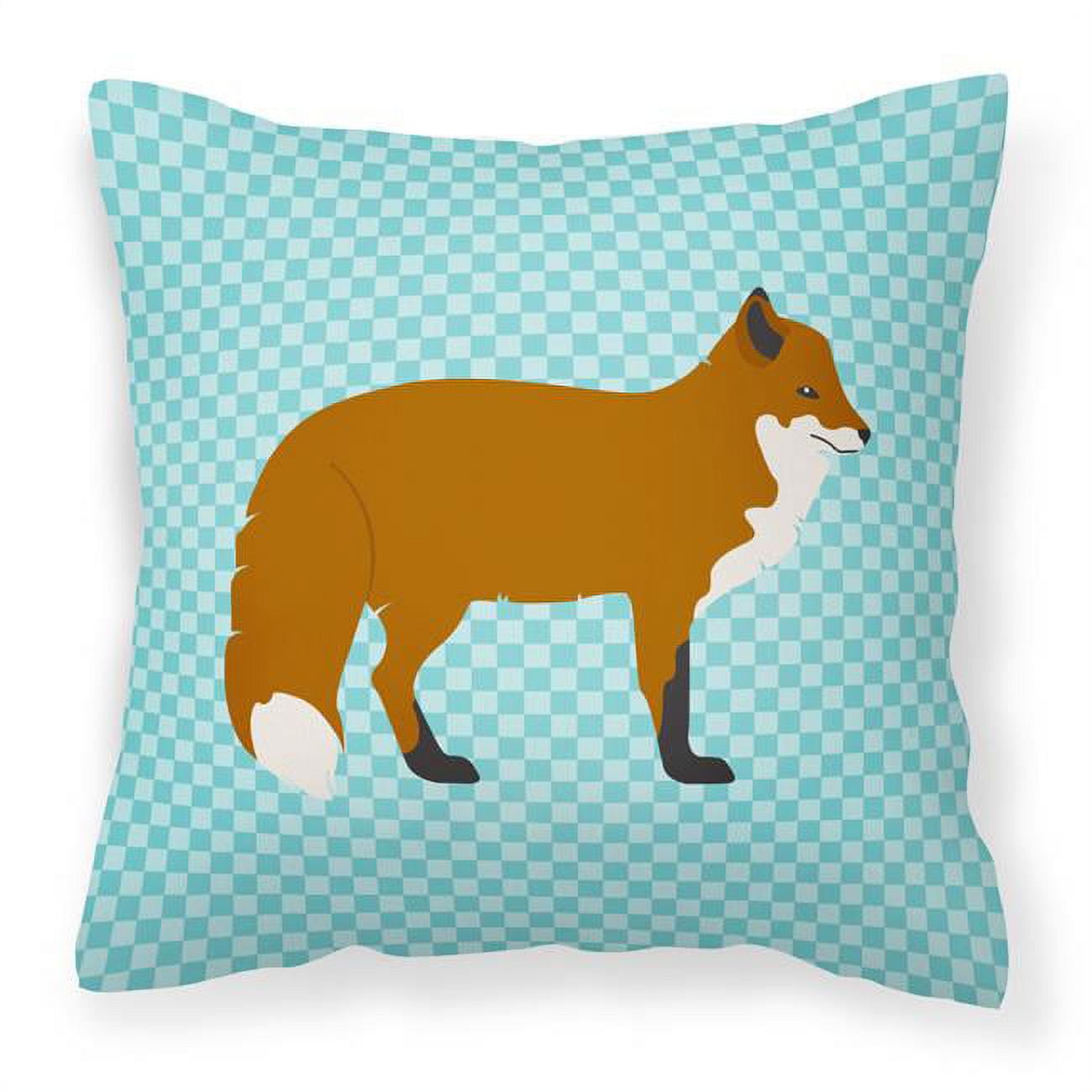 Red Fox Blue Check Fabric Decorative Pillow - 18 x 18 in.