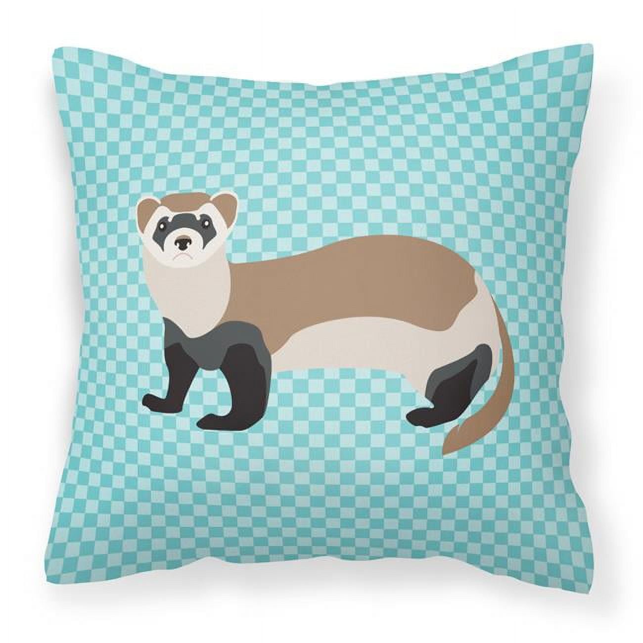 Ferret Blue Check Fabric Decorative Pillow, 18 x 18 in.