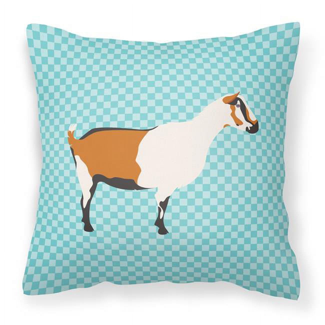 Alpine Goat Blue Check Fabric Decorative Pillow - 18 x 18 in.