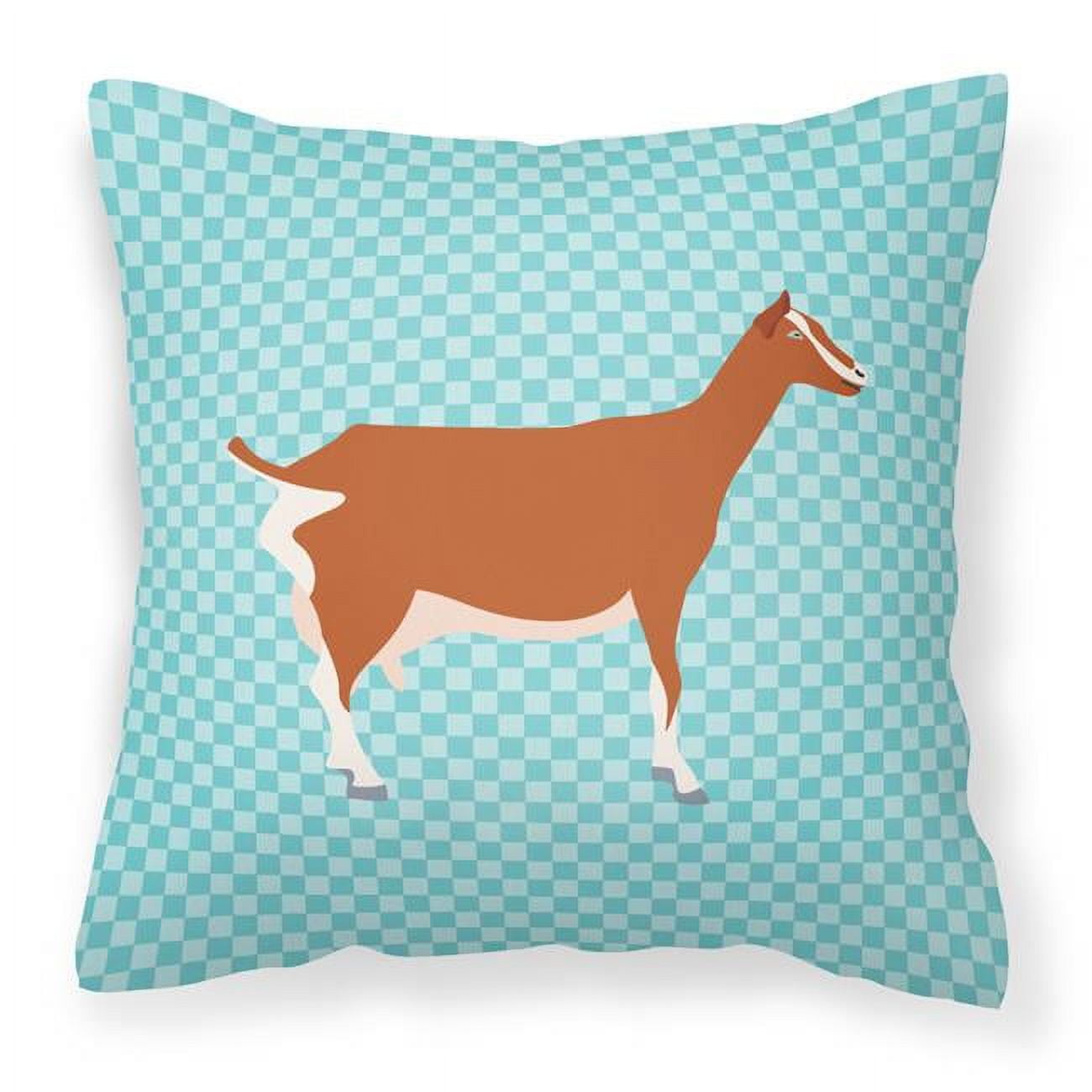 Toggenburger Goat Blue Check Fabric Decorative Pillow - 18 x 18 in.