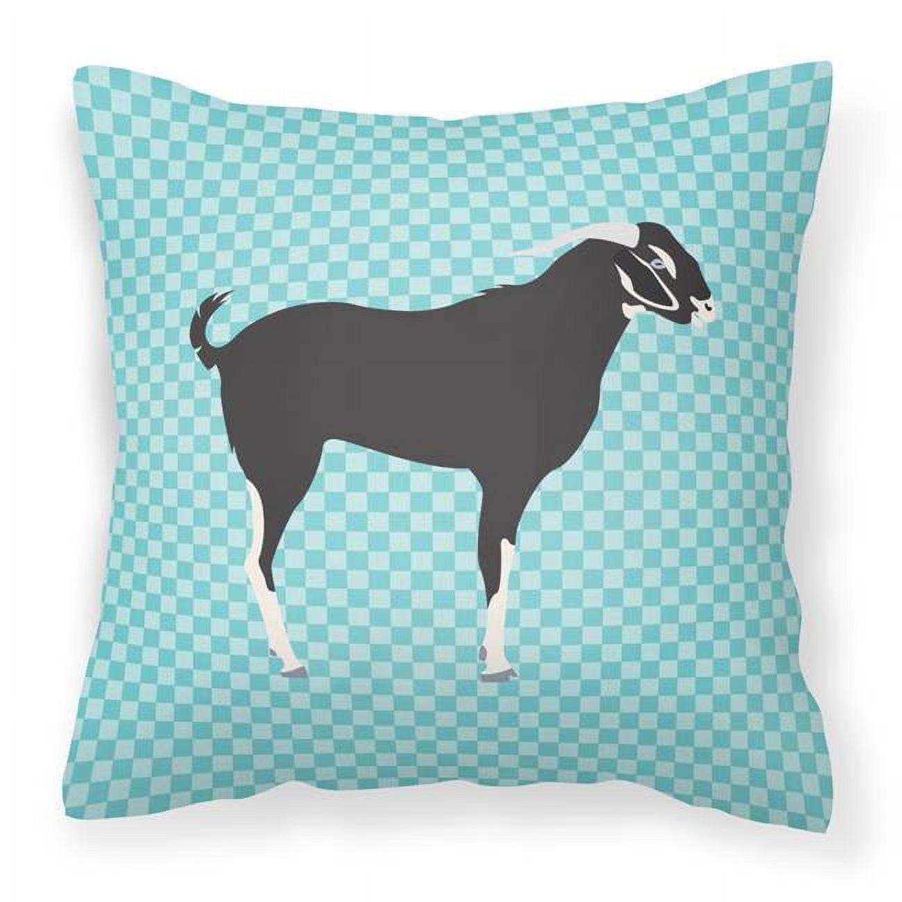 Black Bengal Goat Blue Check Fabric Decorative Pillow - 18 x 18 in.