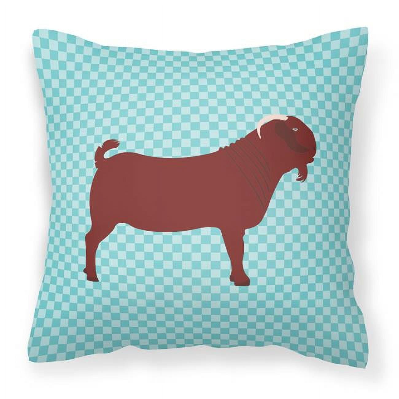 Kalahari Red Goat Blue Check Fabric Decorative Pillow - 18 x 18 in.