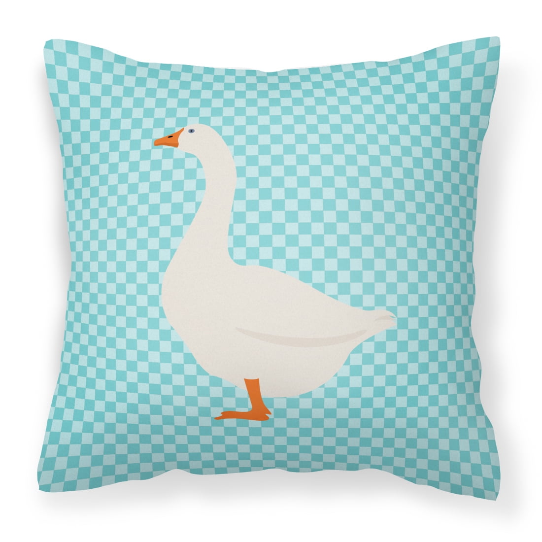 Embden Goose Blue Check Fabric Decorative Pillow - 18 x 18 in.
