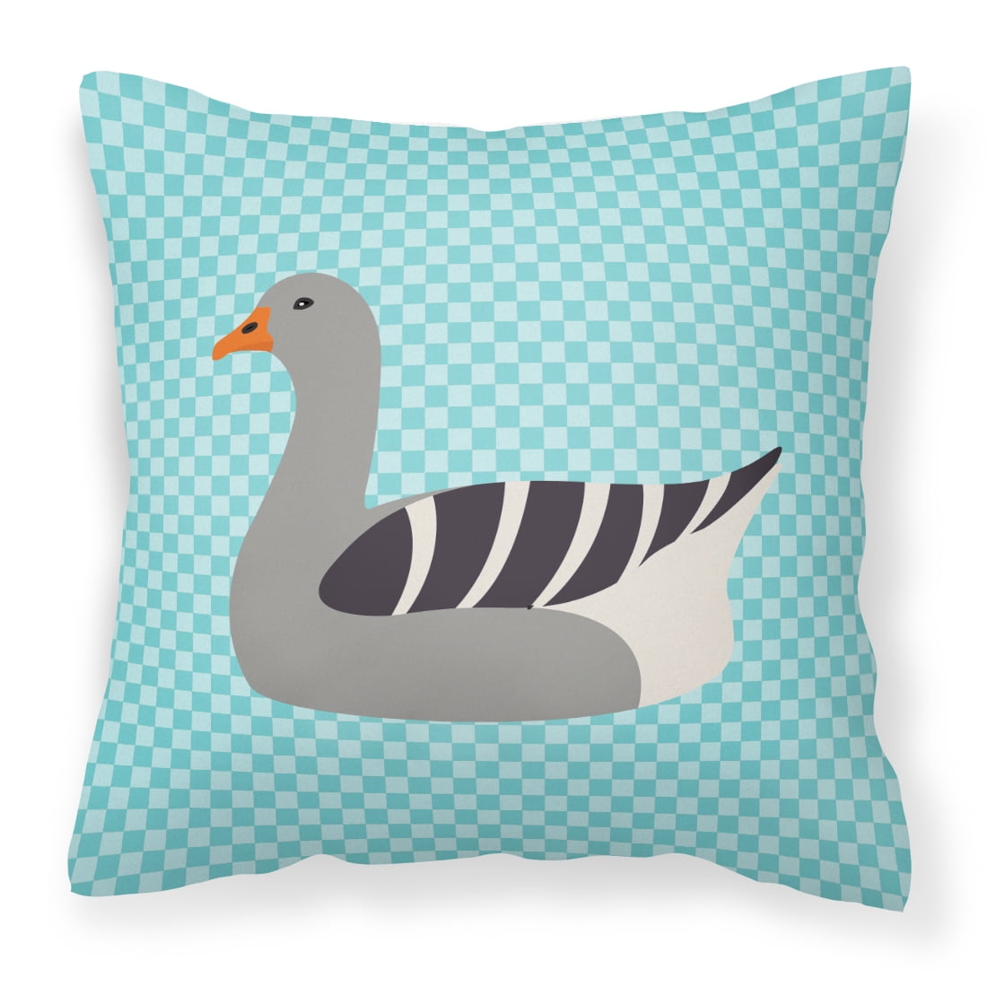 Pilgrim Goose Blue Check Fabric Decorative Pillow - 18 x 18 in.