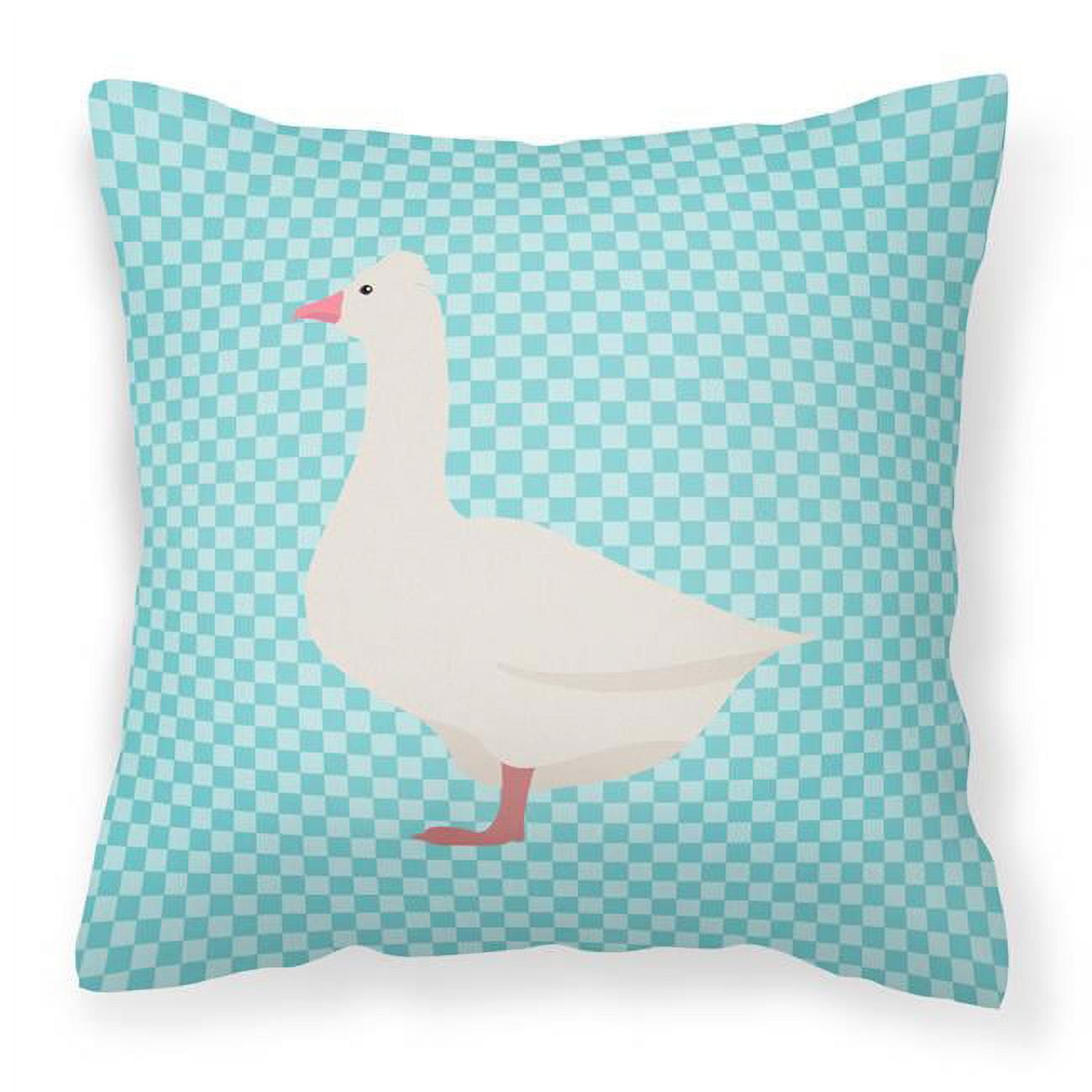 Roman Goose Blue Check Fabric Decorative Pillow - 18 x 18 in.