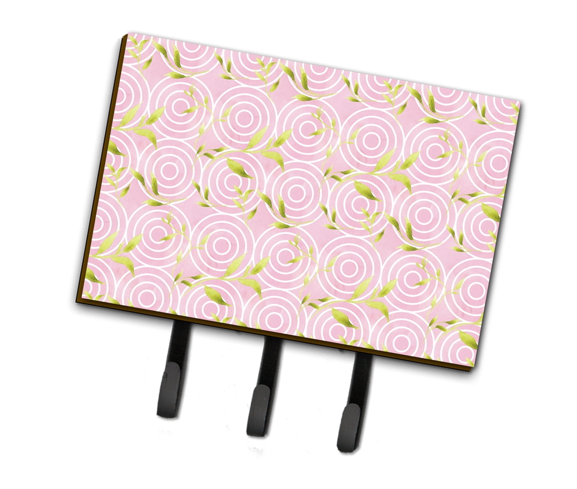 Gemoetric Circles on Pink Watercolor Leash or Key Holder, 6 x 2 x 9 in.