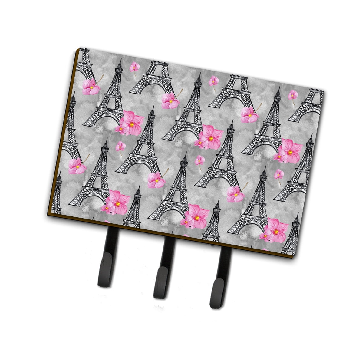 Watercolor Pink Flowers Eiffel Tower Leash or Key Holder