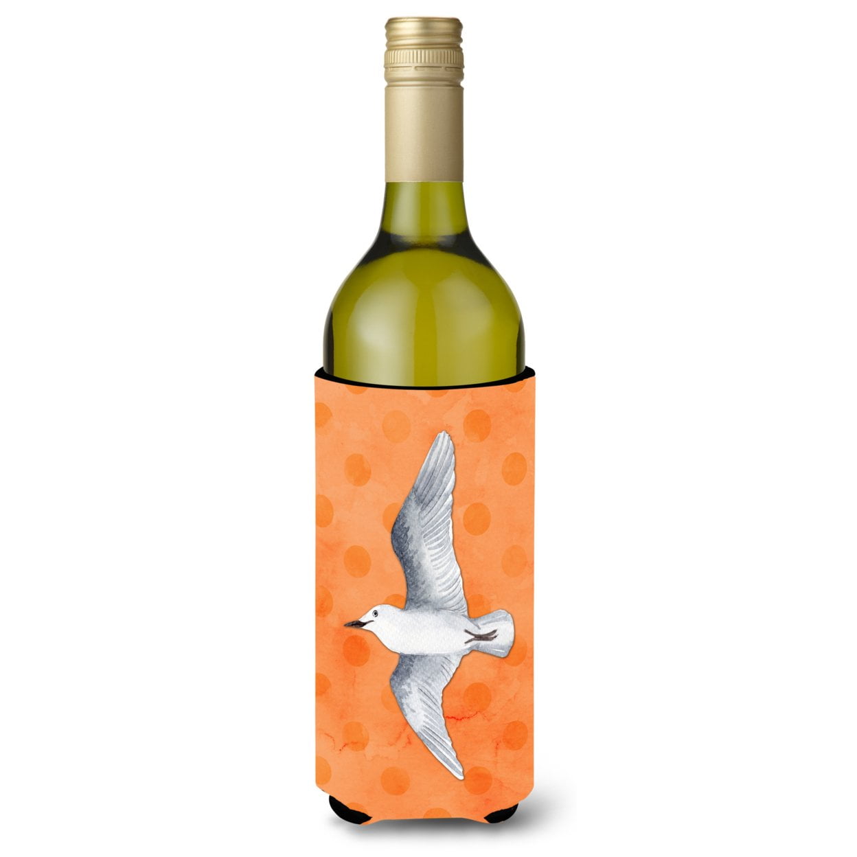 Sea Gull Orange Polkadot Wine Bottle Beverge Insulator Hugger - Orange