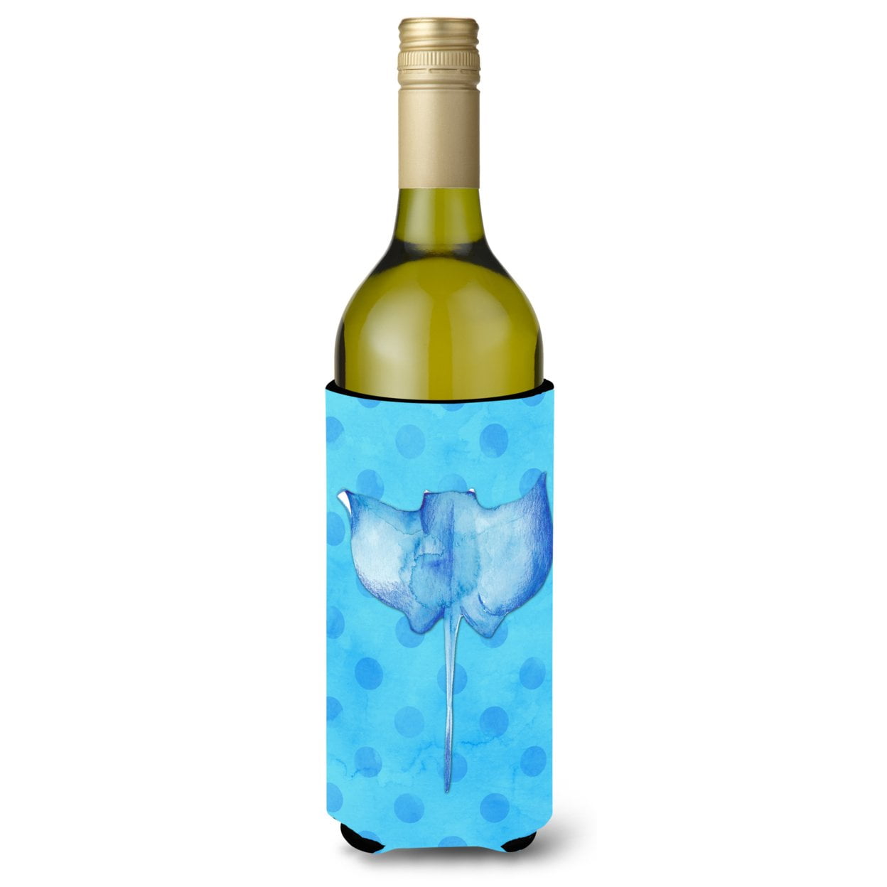 Sting Ray Blue Polkadot Wine Bottle Beverge Insulator Hugger - Blue
