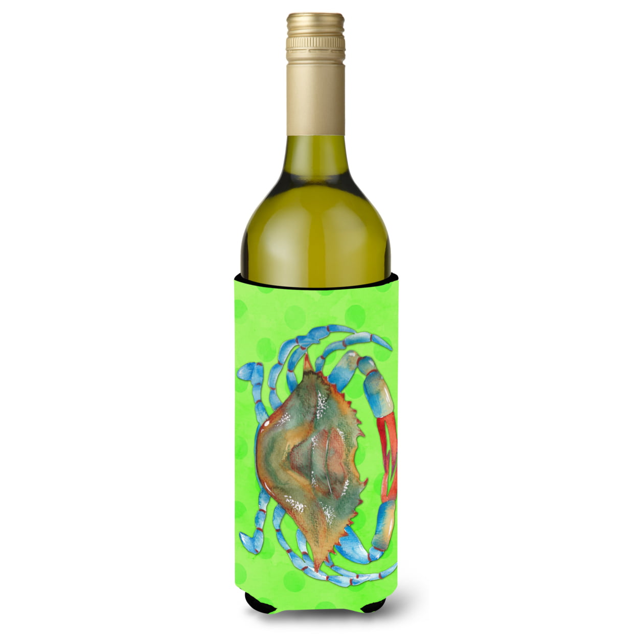 Blue Crab Green Polkadot Wine Bottle Beverge Insulator Hugger