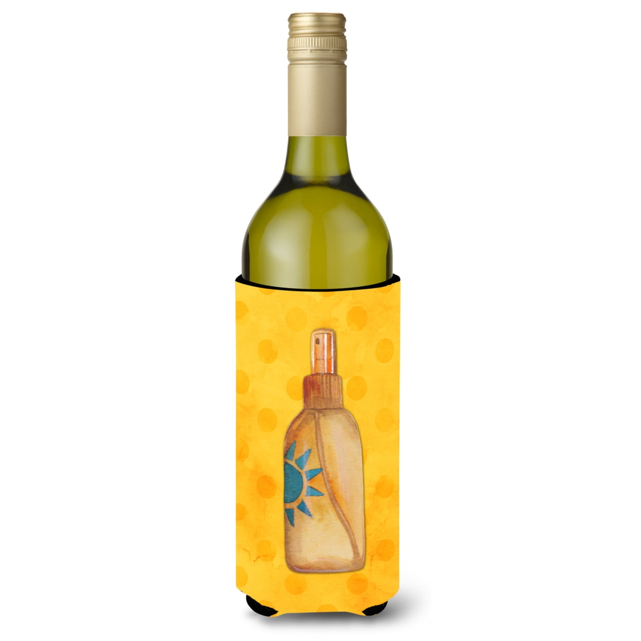 Message in a Bottle Yellow Polkadot Wine Bottle Beverge Insulator Hugger - Yellow