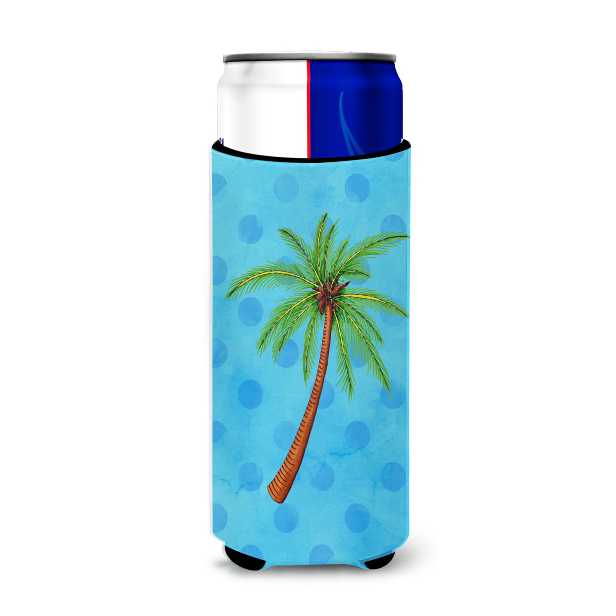 Palm Tree Blue Polkadot Michelob Ultra Hugger for Slim Cans - Blue