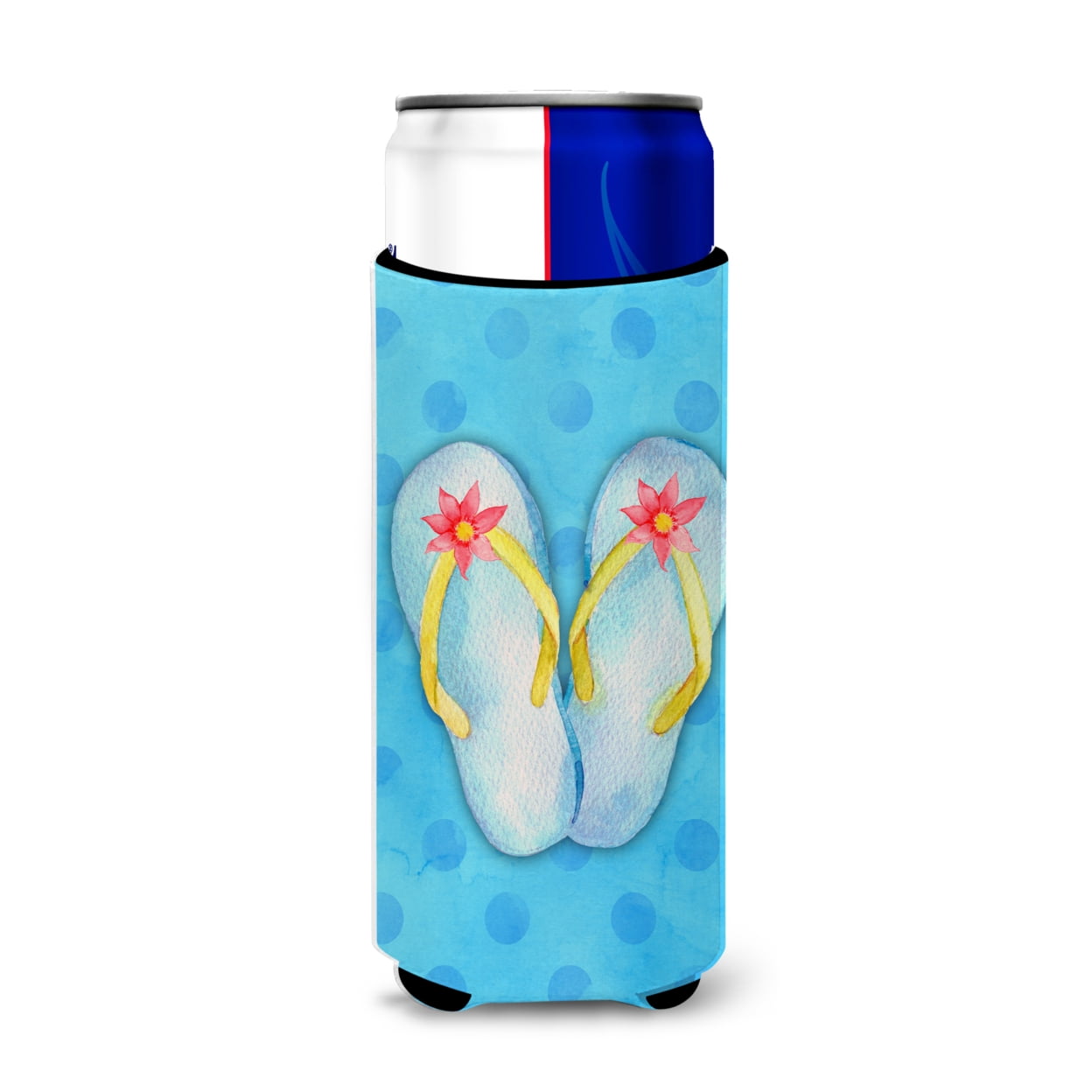 Flip Flops Blue Polkadot Michelob Ultra Hugger for Slim Cans - Blue