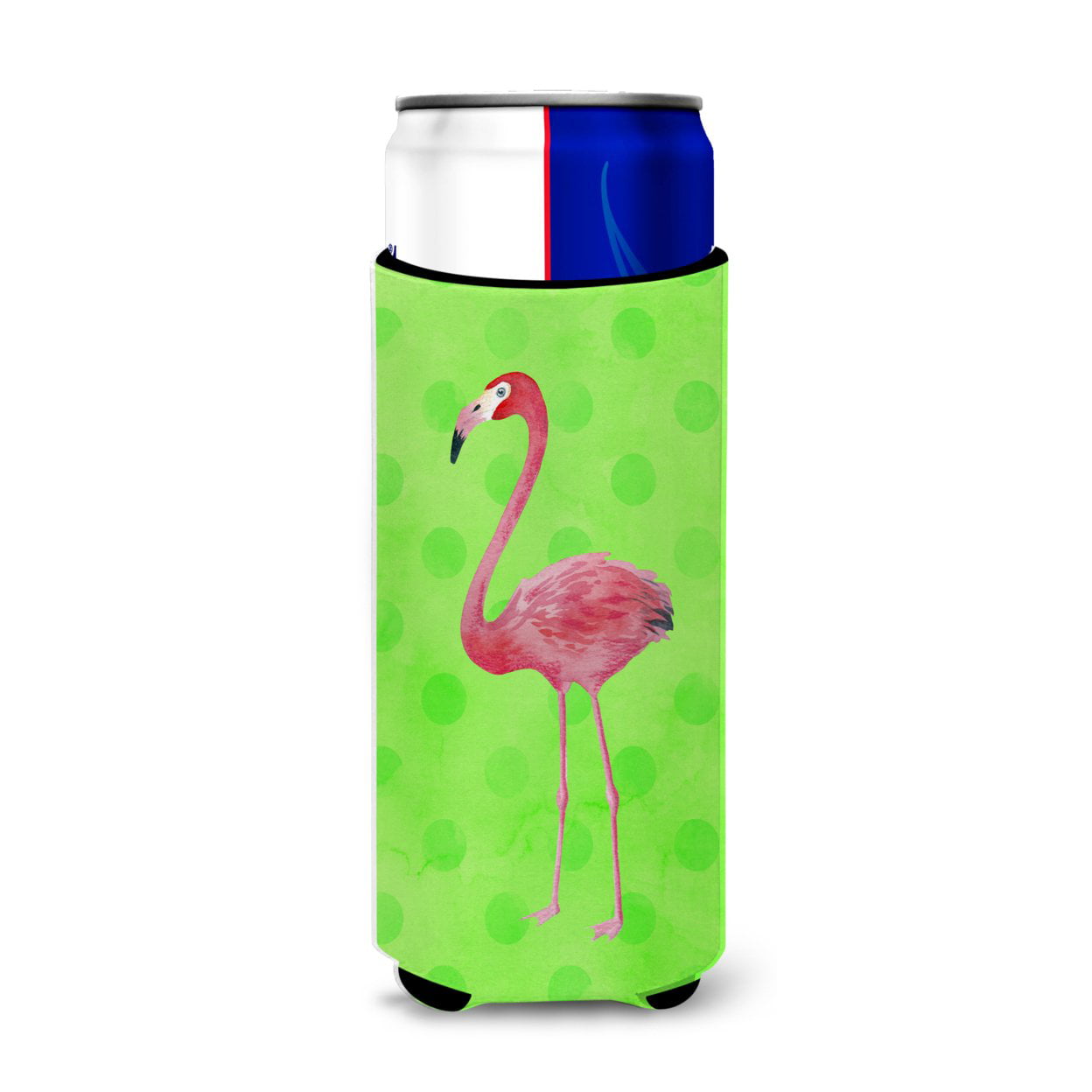 Flamingo Green Polkadot Michelob Ultra Hugger for Slim Cans